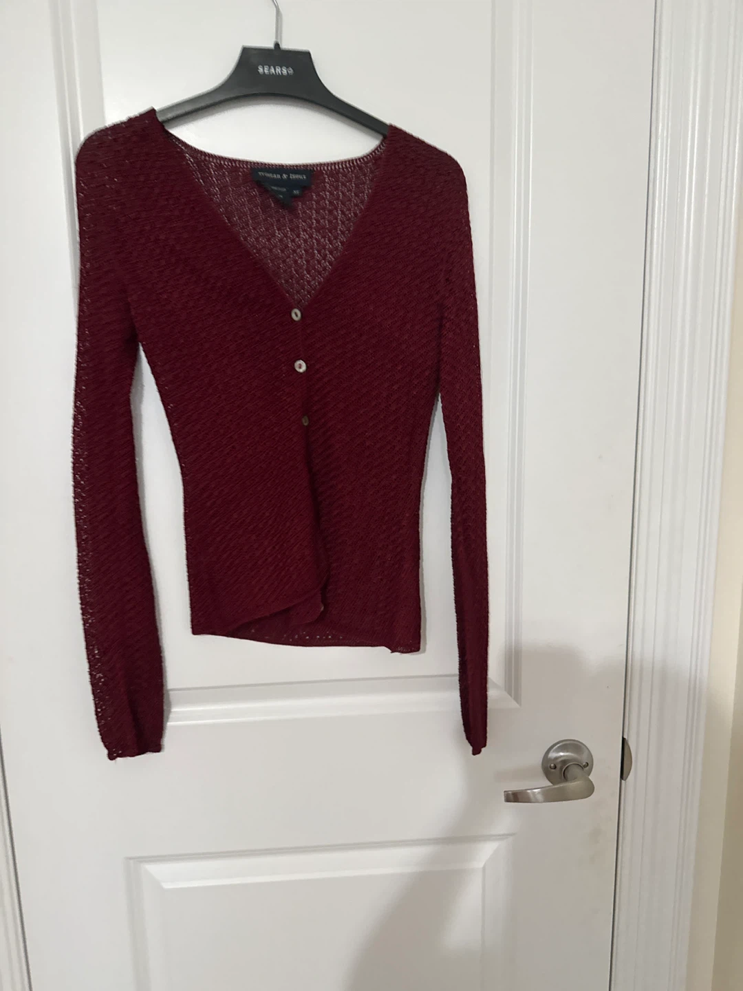 Red cardigan