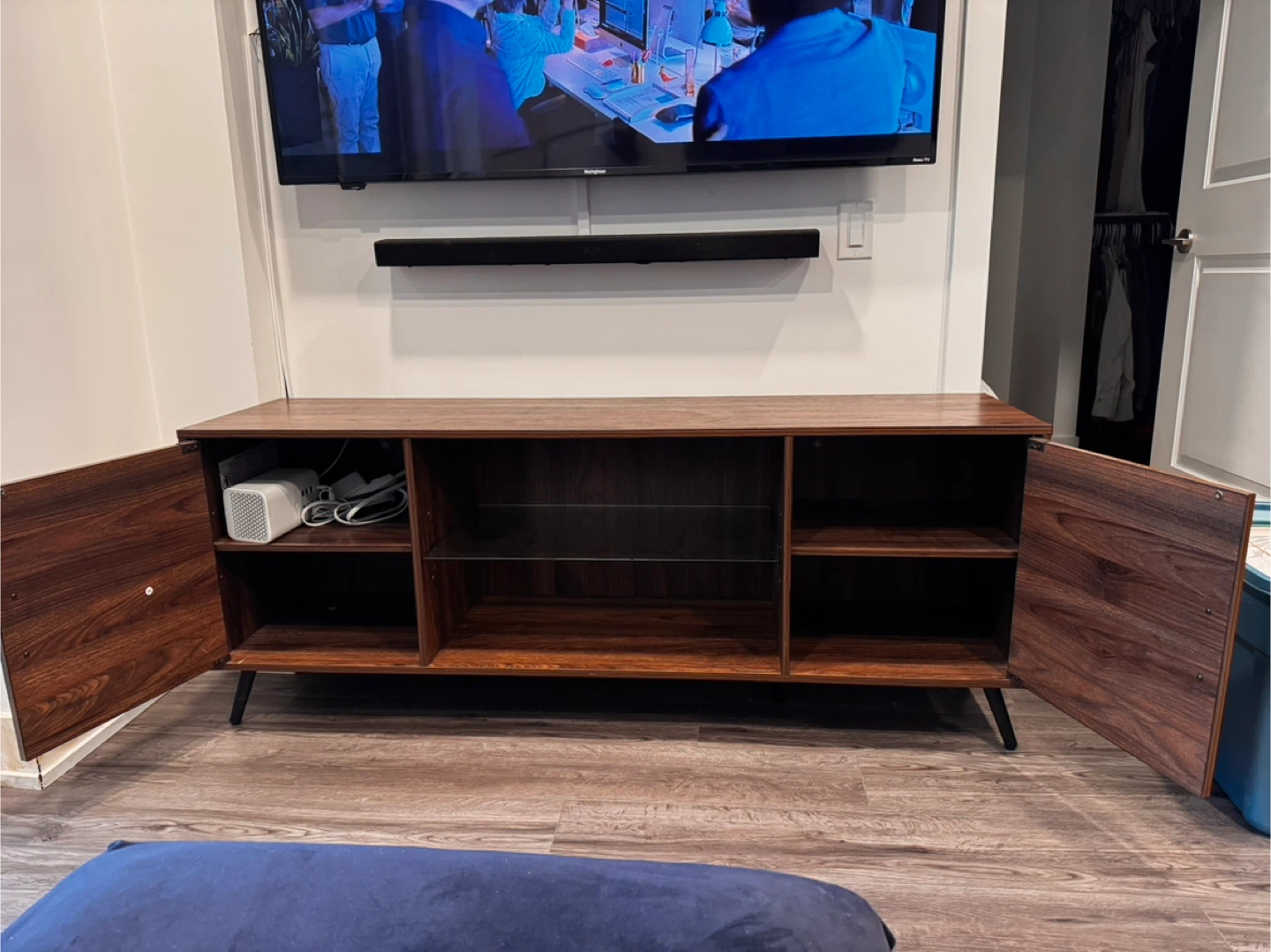 Modern Walnut TV Stand - 60" Wide - photo 2