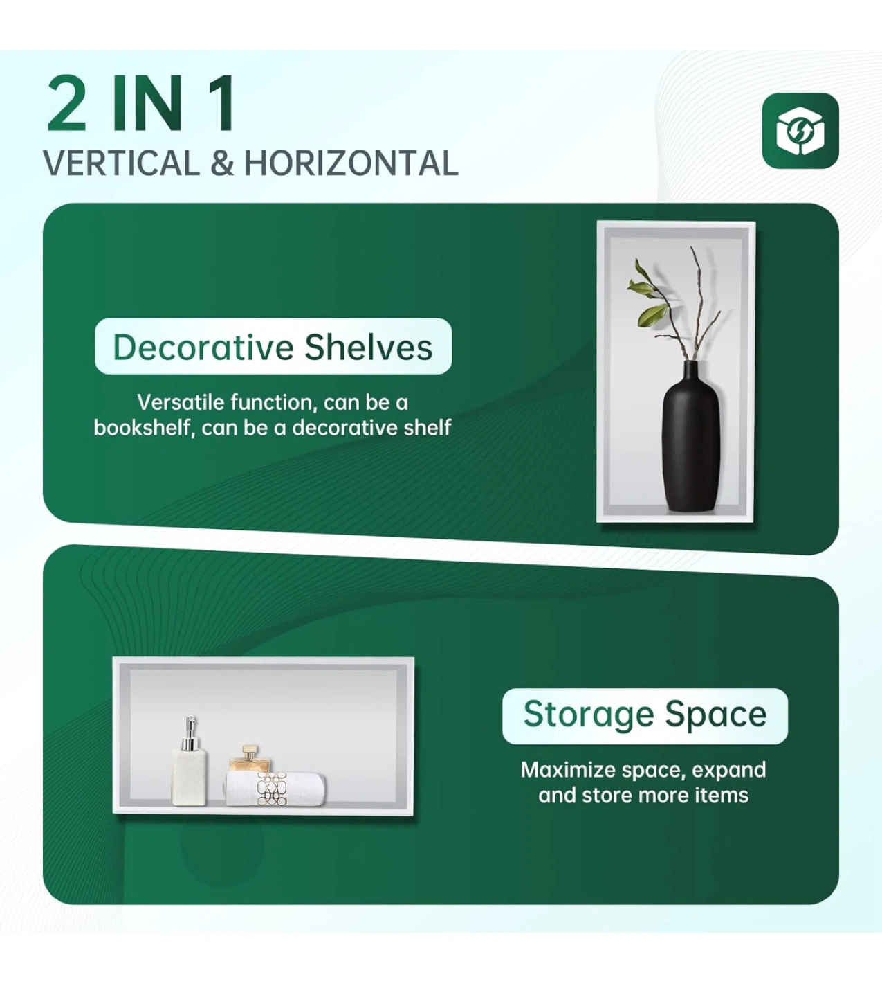 APPASO Shower Niche NO Tile Needed 12" x 24" Single Shelf - photo 5