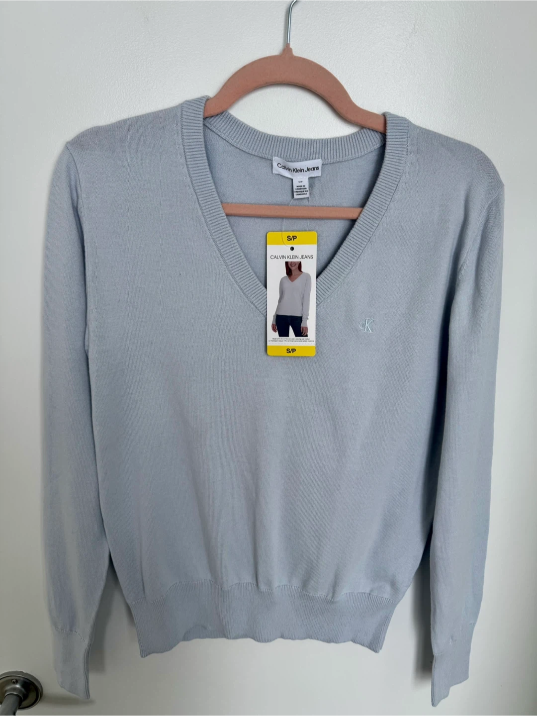 Calvin Klein Jeans V-Neck Sweater - Light Blue - Size S