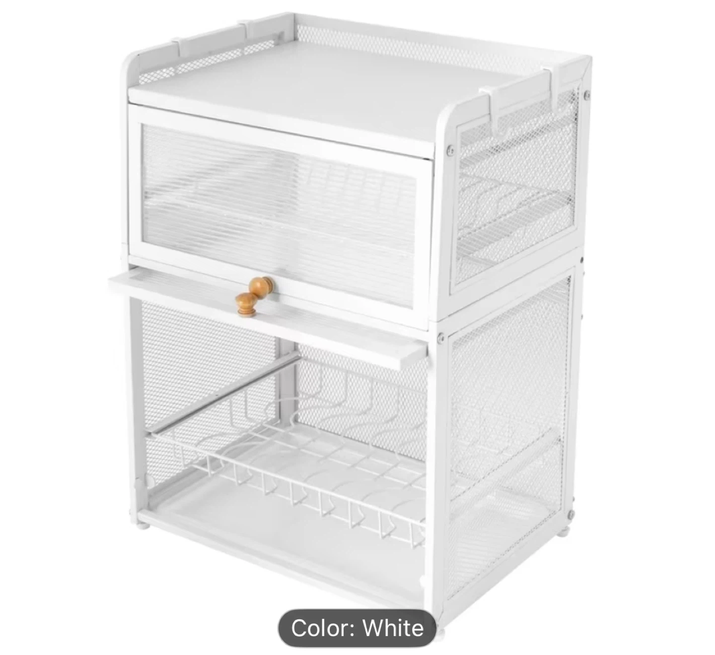White Two-Tier Storage Shelf