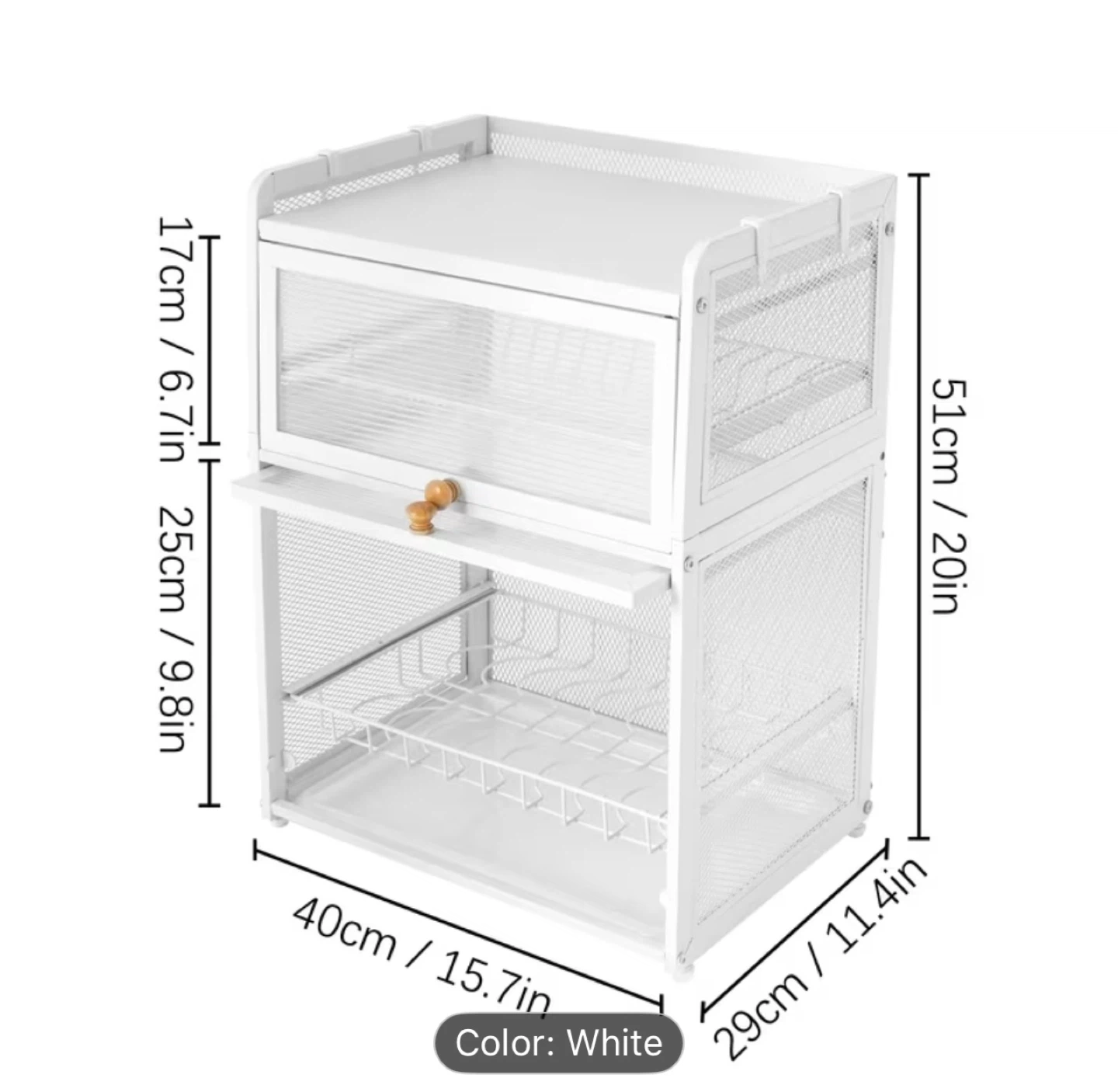 White Two-Tier Storage Shelf - photo 2