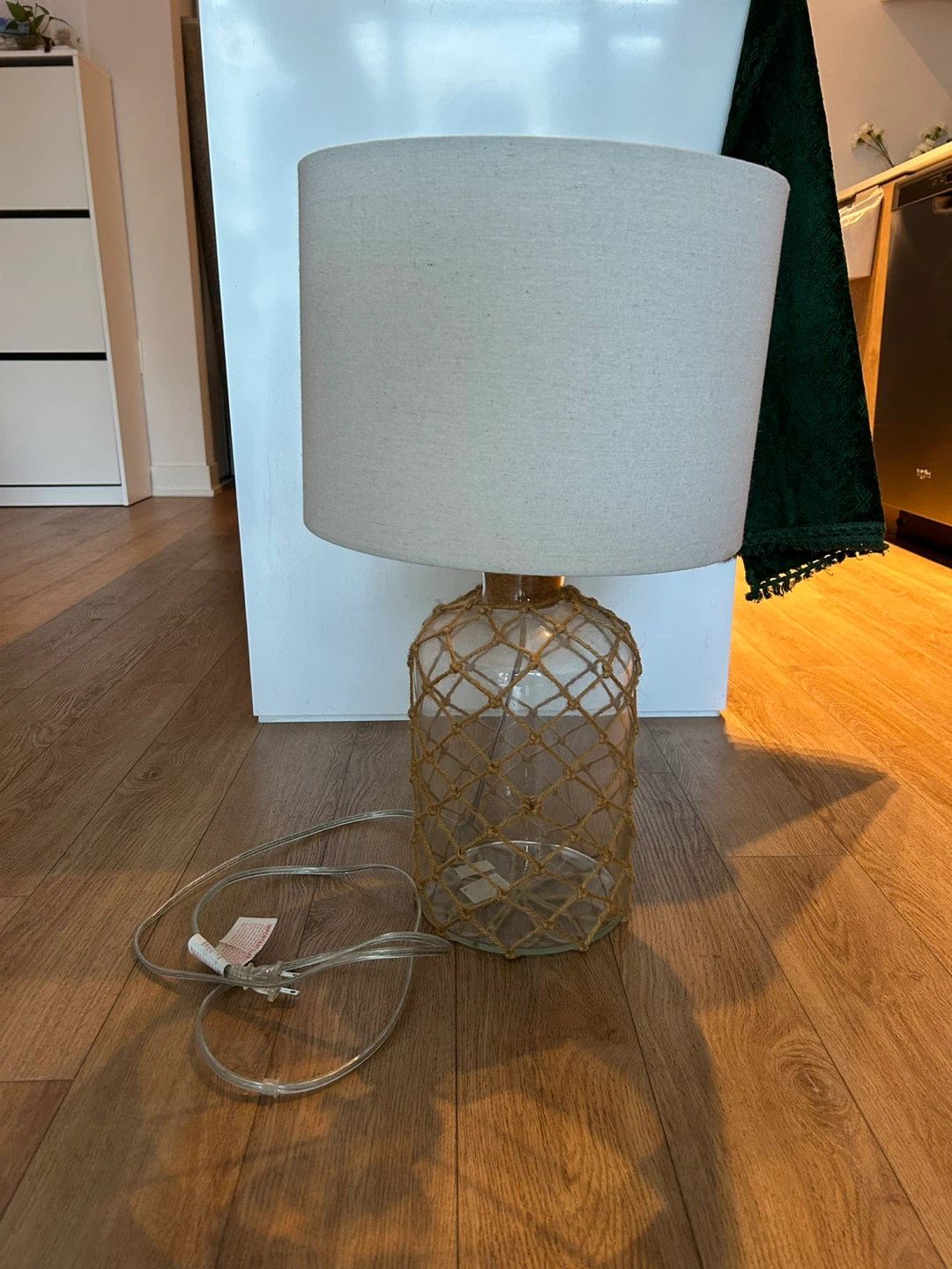 MUST GO! Glass Bottle Table Lamp with Jute Netting - photo 2