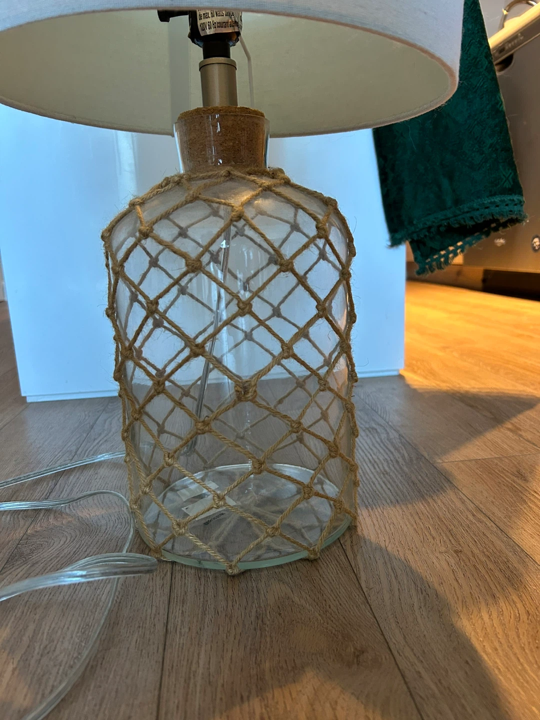 MUST GO! Glass Bottle Table Lamp with Jute Netting - photo 3