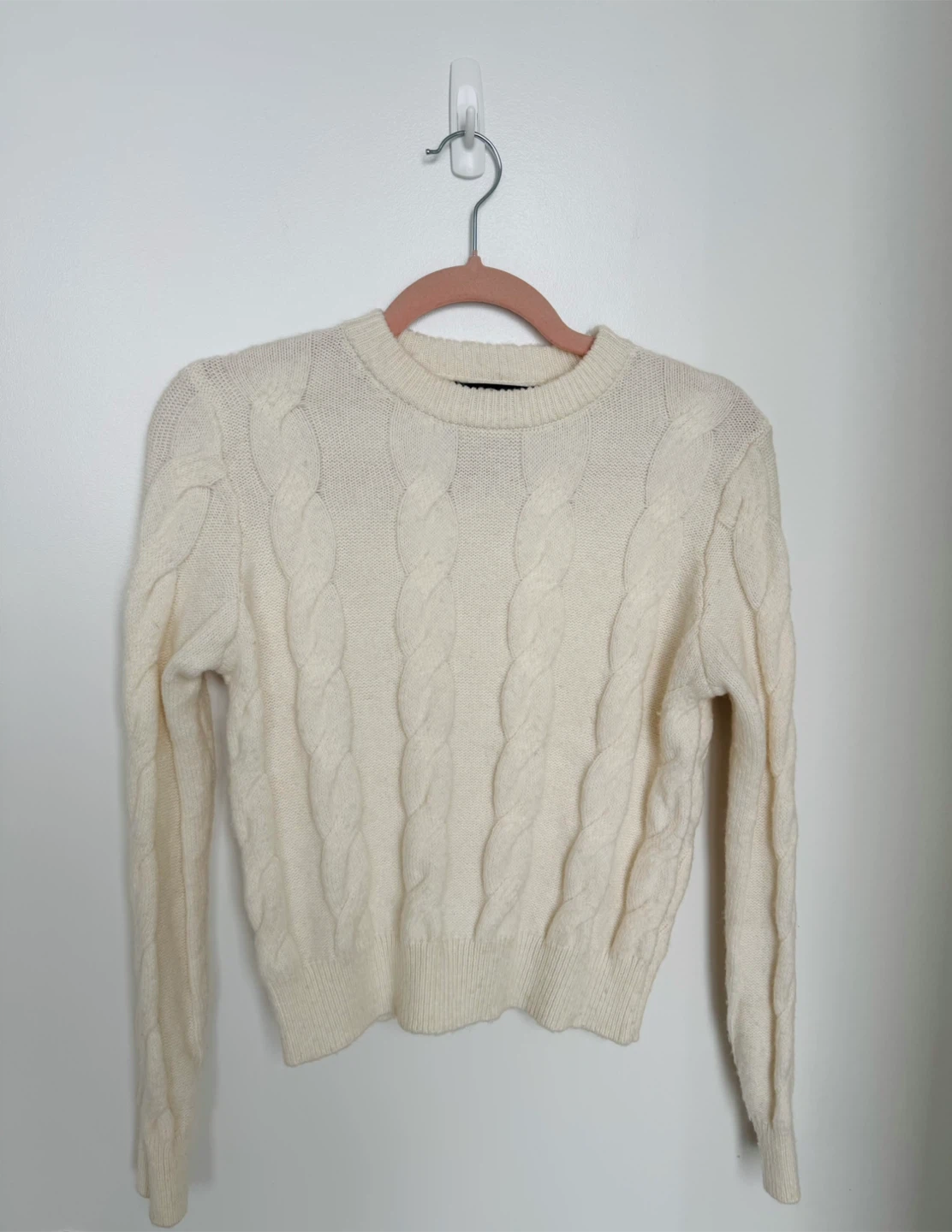 Mango White Cable Knit Sweater