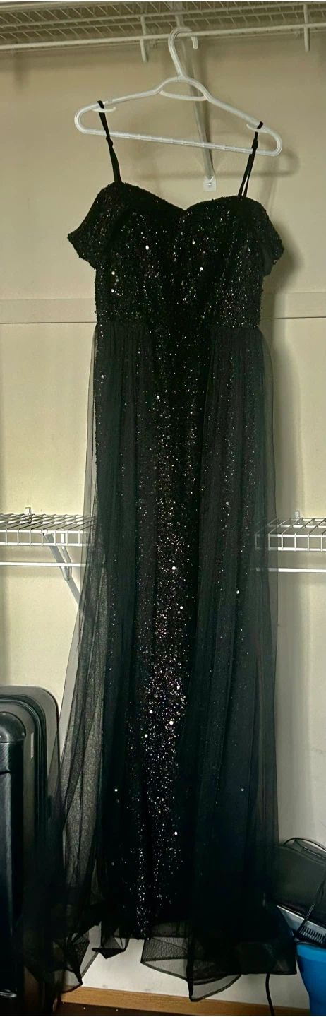 Black Sequin Off-the-Shoulder Gown - photo 5