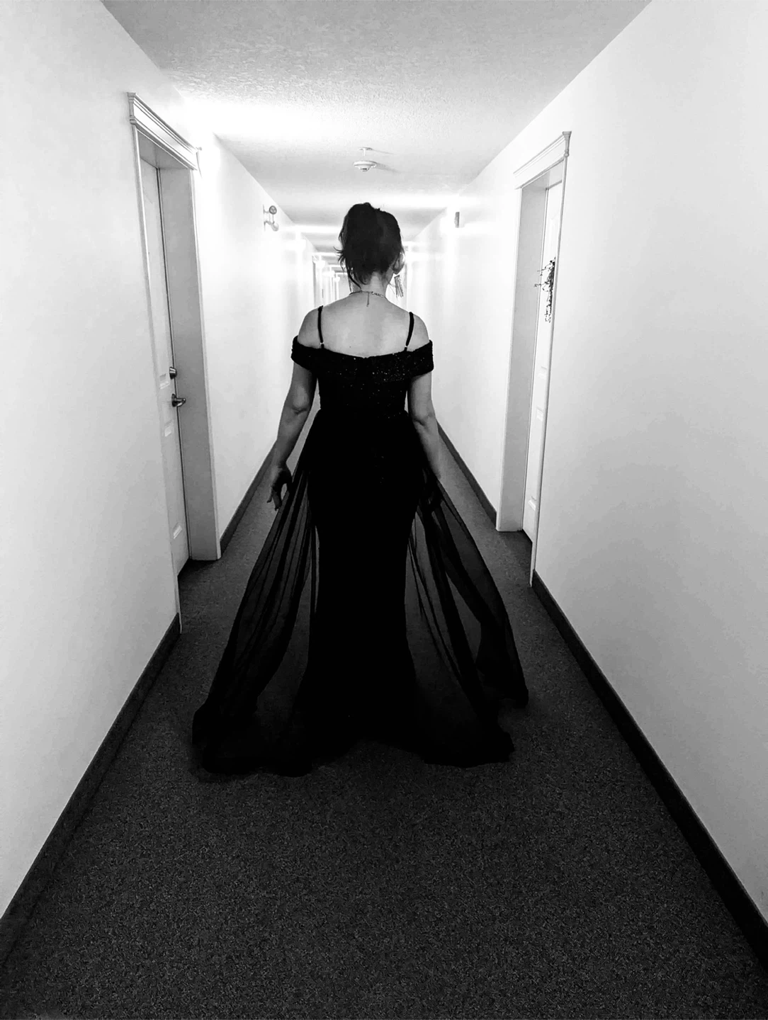Black Sequin Off-the-Shoulder Gown - photo 3