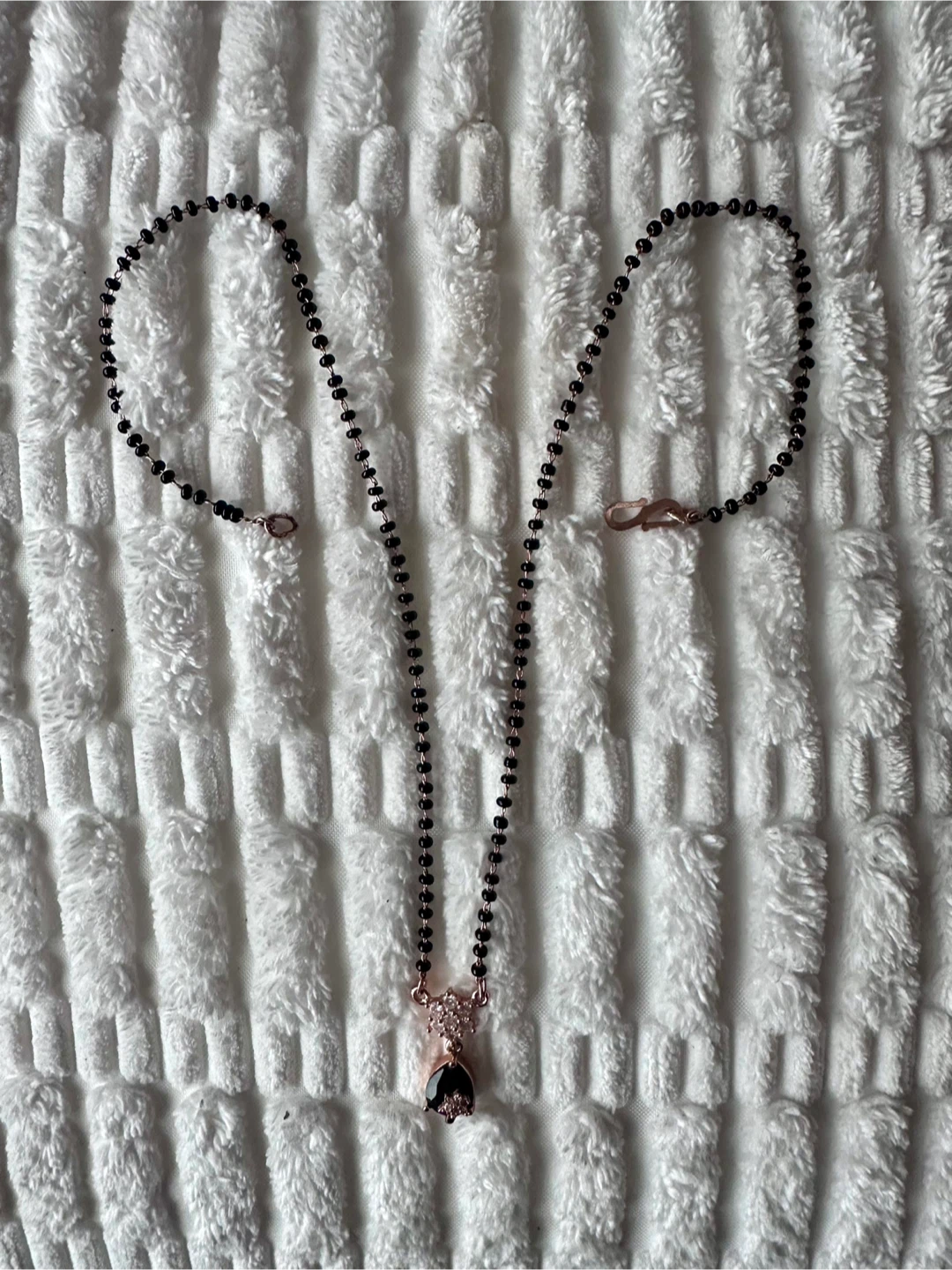 Mangalsutra - Rose Gold Pendant Black Beads Necklace