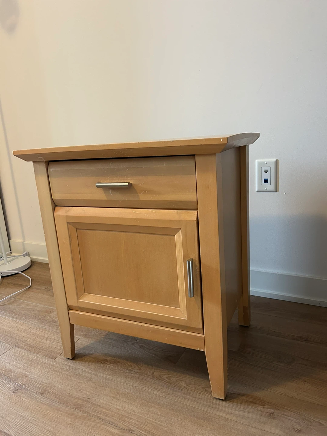 🧡 MUST GO! Wooden Nightstand with Drawer and Cabinet - photo 2