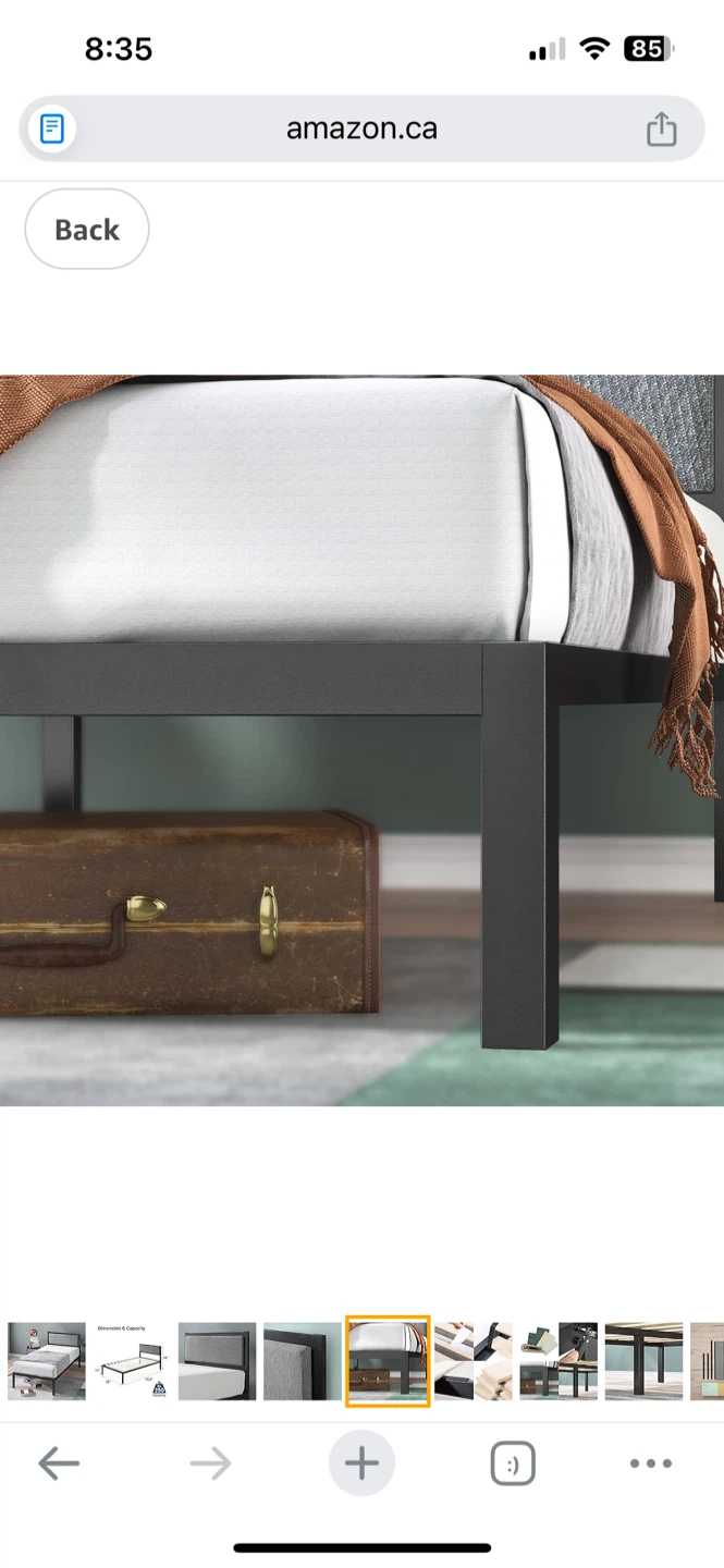 Zinus Korey 38" Metal Platform Bed with Upholstered Headboard, T - photo 5