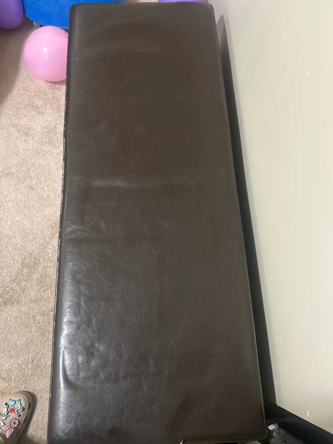 Dark Brown Faux Leather Storage Ottoman Bench - photo 3