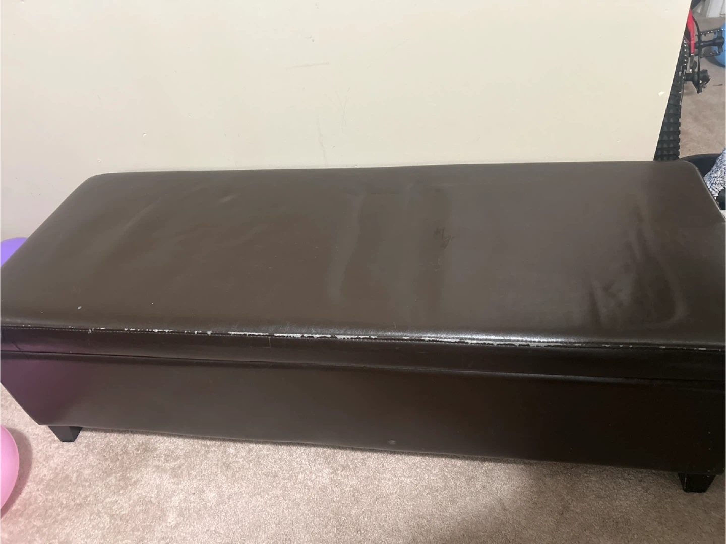 Dark Brown Faux Leather Storage Ottoman Bench - photo 2