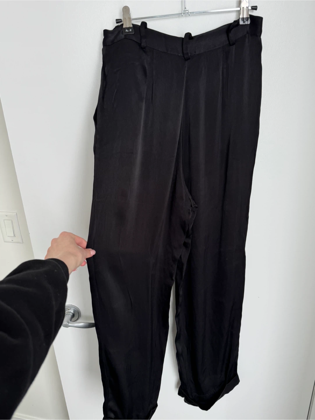 Black Satin Wide Leg Pants - photo 2