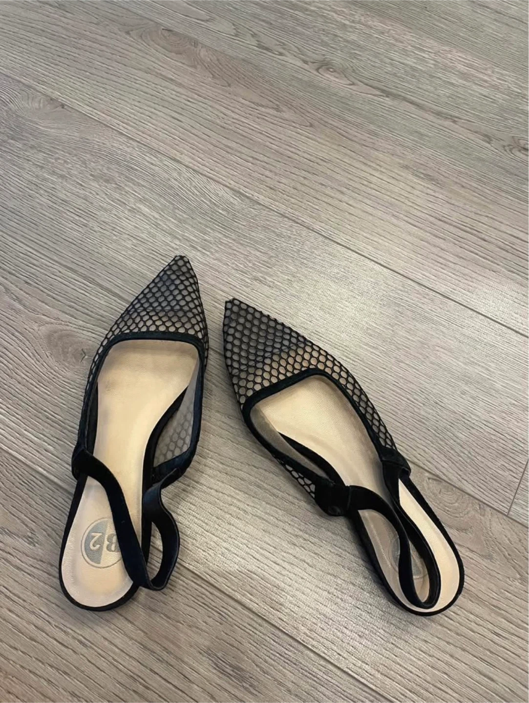 Black Mesh Slingback Pointed Toe Flats