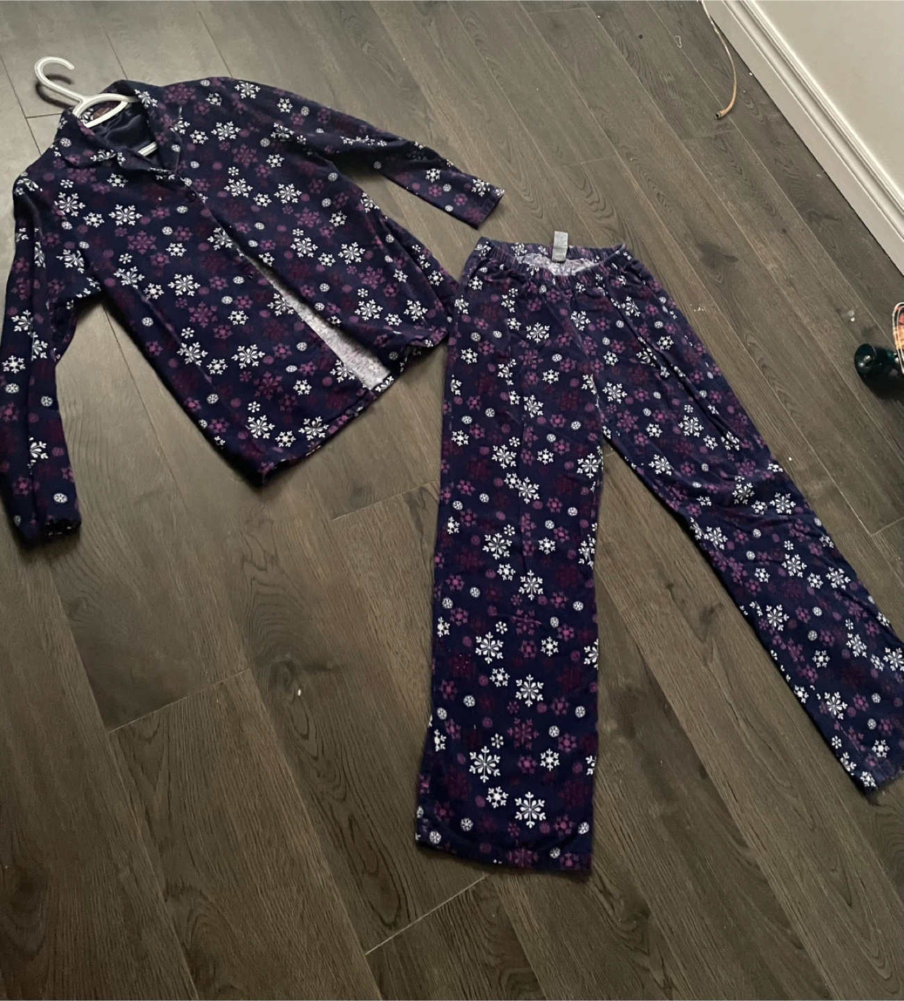 Flannel Pajama Set - Snowflake Print