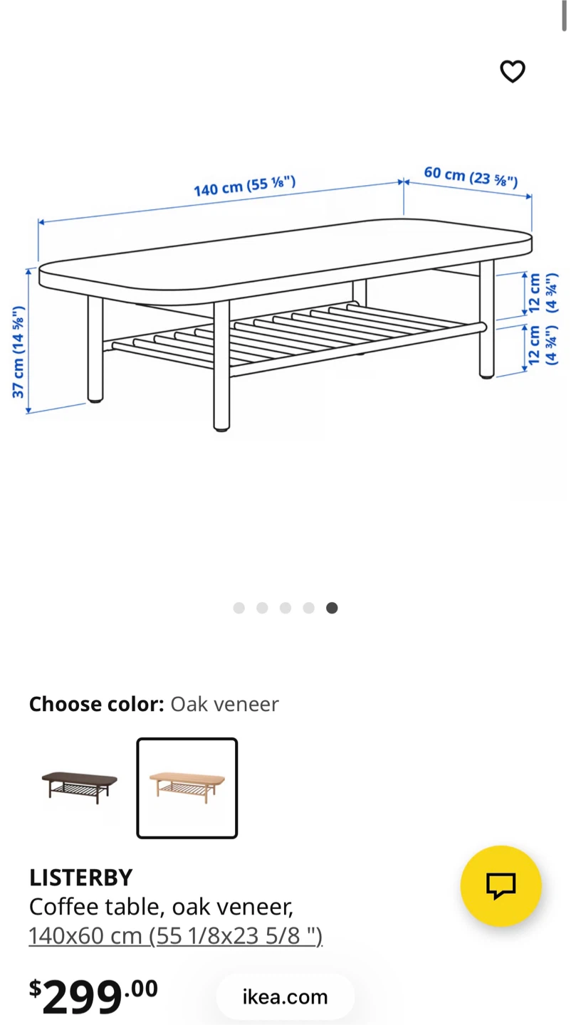 🥕IKEA LISTERBY Coffee table, oak veneer, 140x60 cm - photo 3