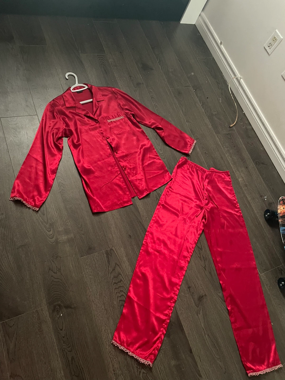 Red Satin Pajama Set
