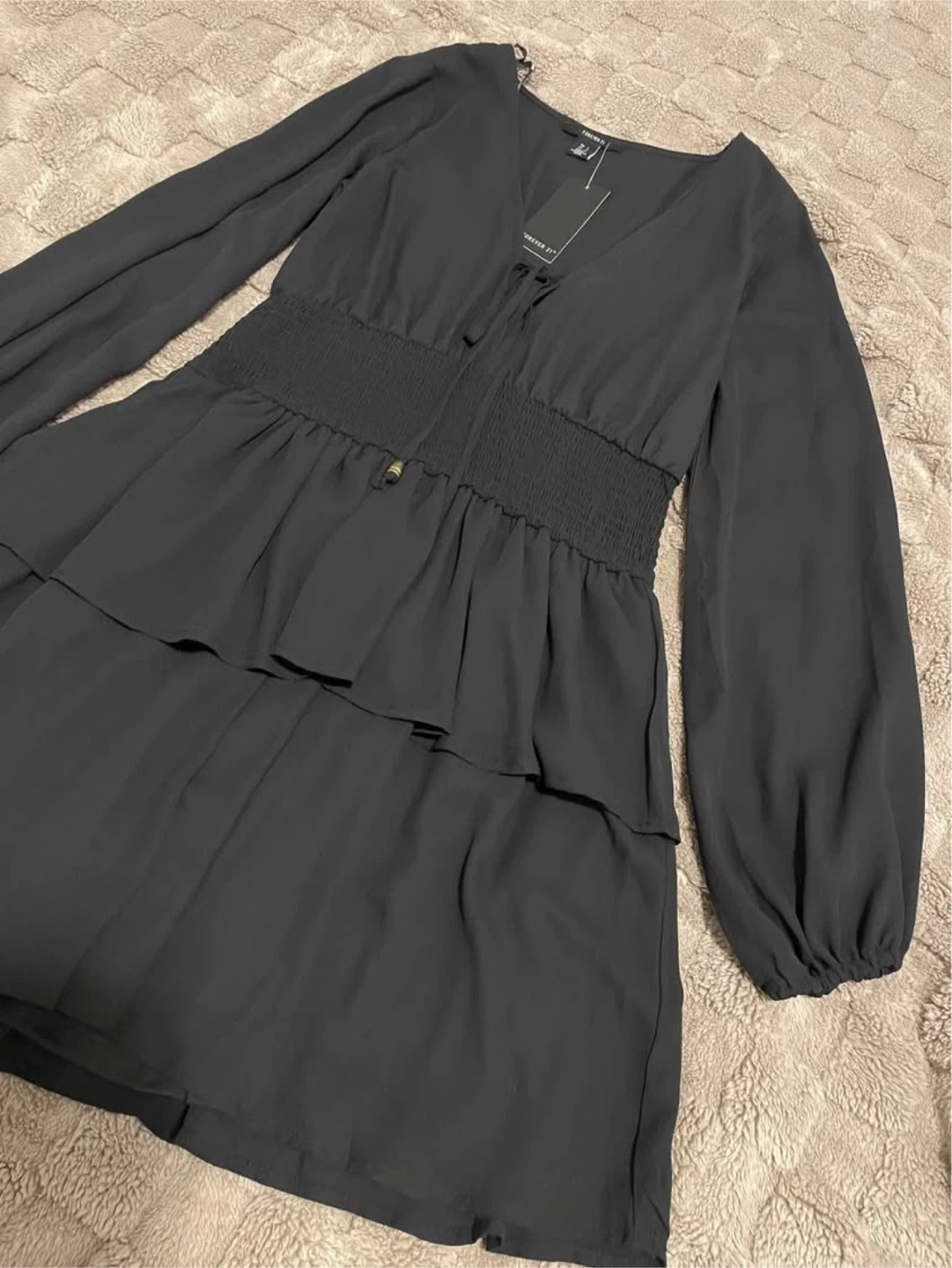 Forever 21 Black Tiered Ruffle Dress Size L