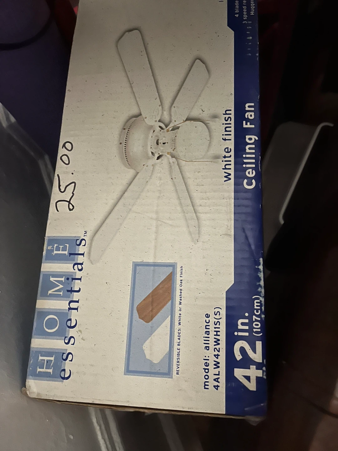 Home Essentials 42" Ceiling Fan White