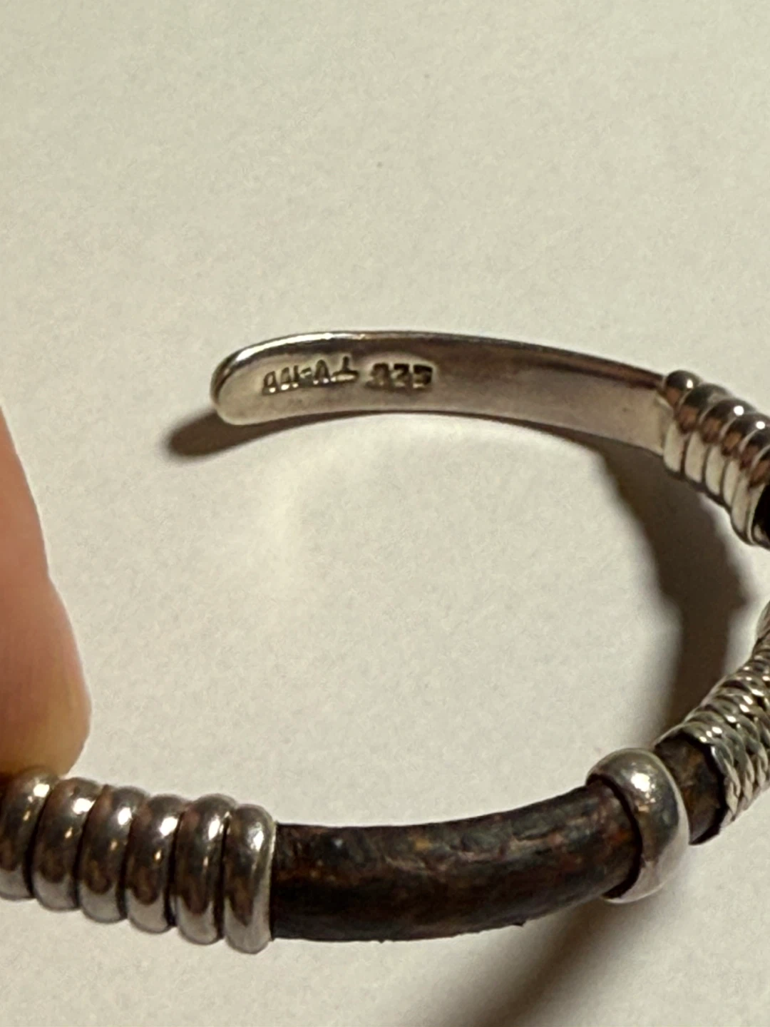 Sterling Silver and Wood Cuff Bracelet 925 - photo 2