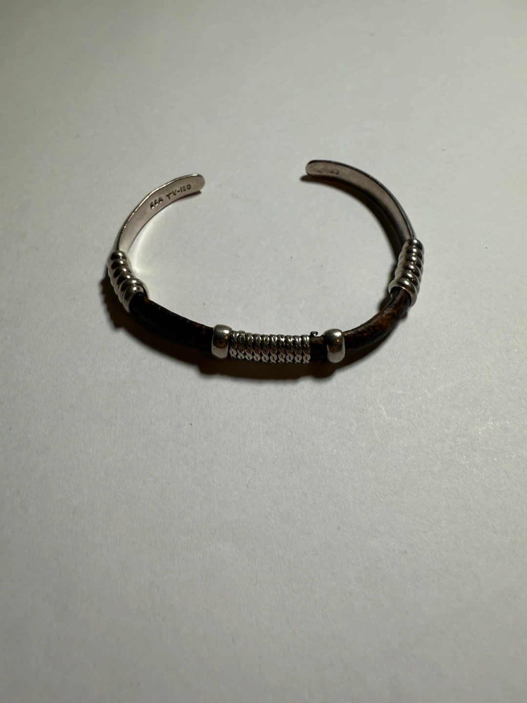 Sterling Silver and Wood Cuff Bracelet 925