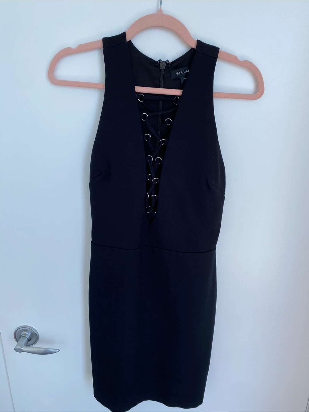 Guess Black Lace-Up V-Neck Mini Dress - photo 2