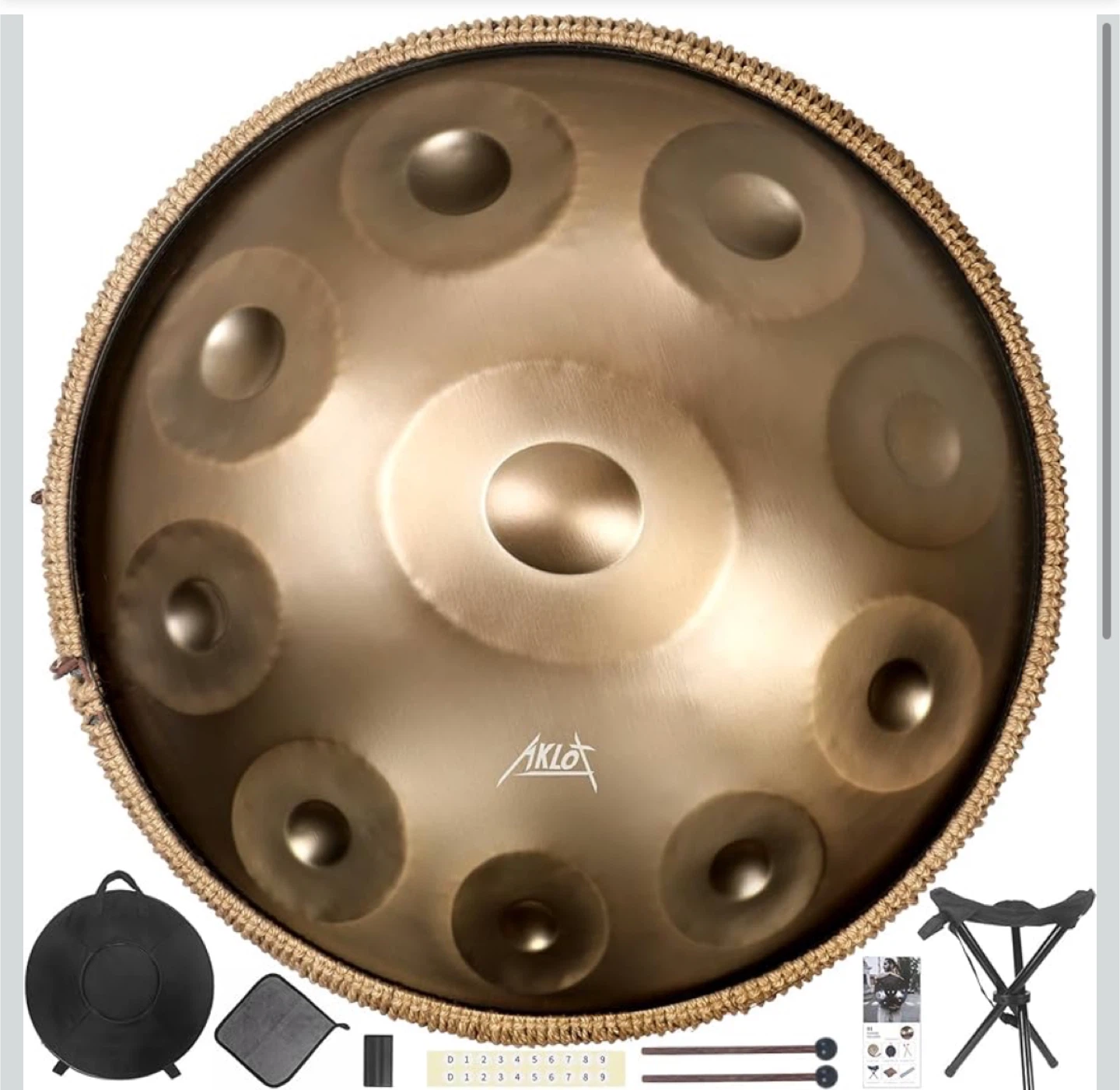 Handpan Drum,AKLOT 22 Inches D Minor Kurd 432Hz 10