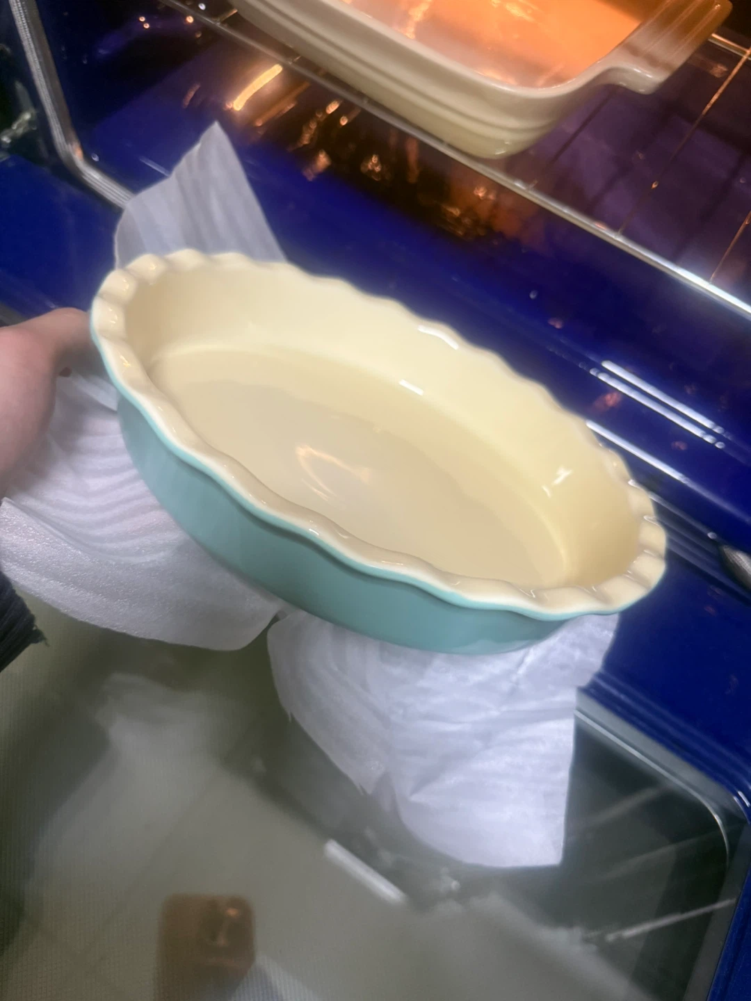 Baby Blue Ceramic Pie baking dish 10”