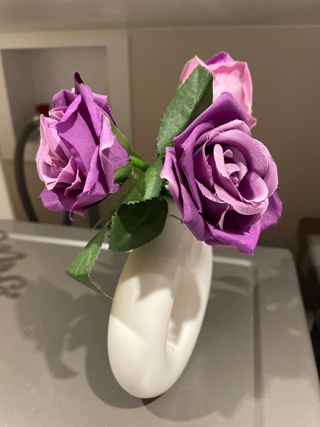 Artificial Roses in White Vase - photo 2