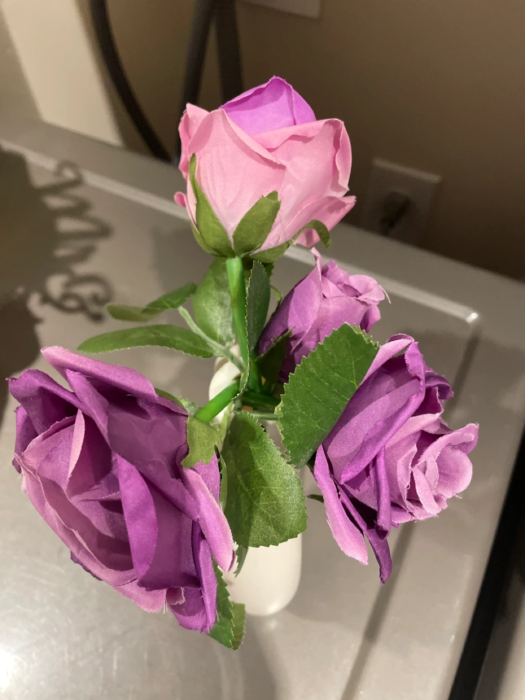 Artificial Roses in White Vase - photo 4