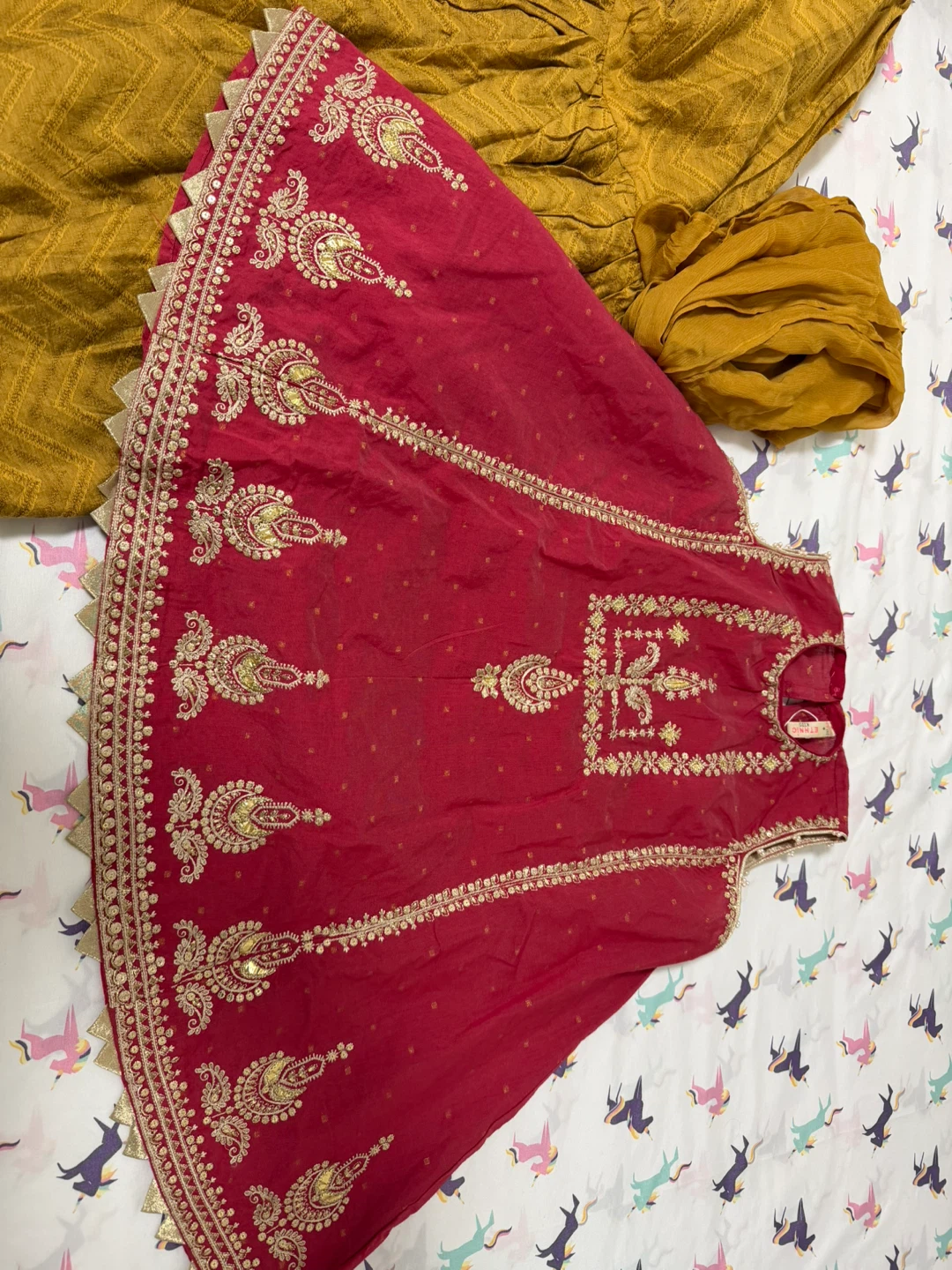 Ethnic Kids Girls Red Embroidered Kurta - photo 2