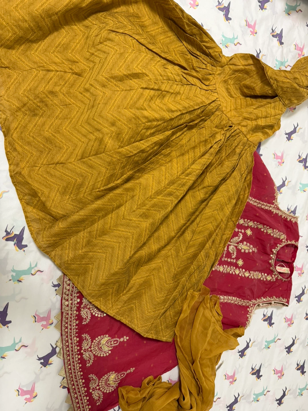 Ethnic Kids Girls Red Embroidered Kurta - photo 3