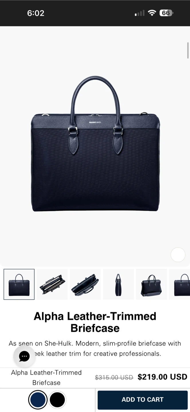 Maverick & Co. Alpha Leather-Trimmed Briefcase - Navy