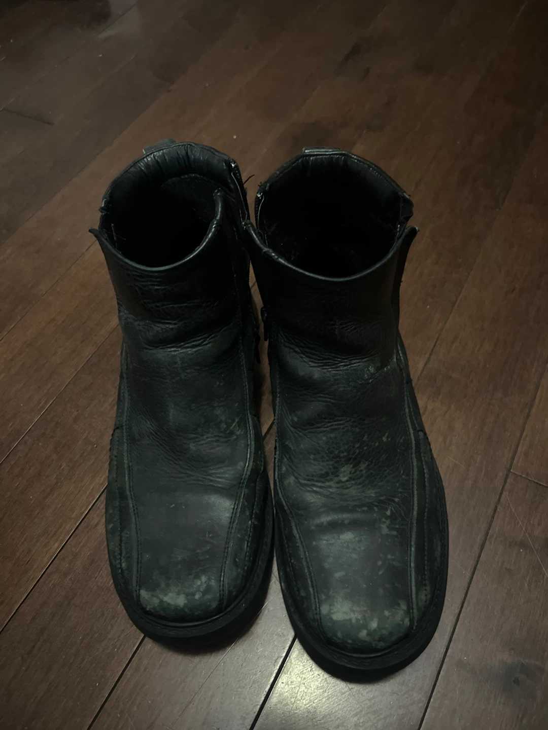 Hush Puppies Black Leather Zip-Up Boots