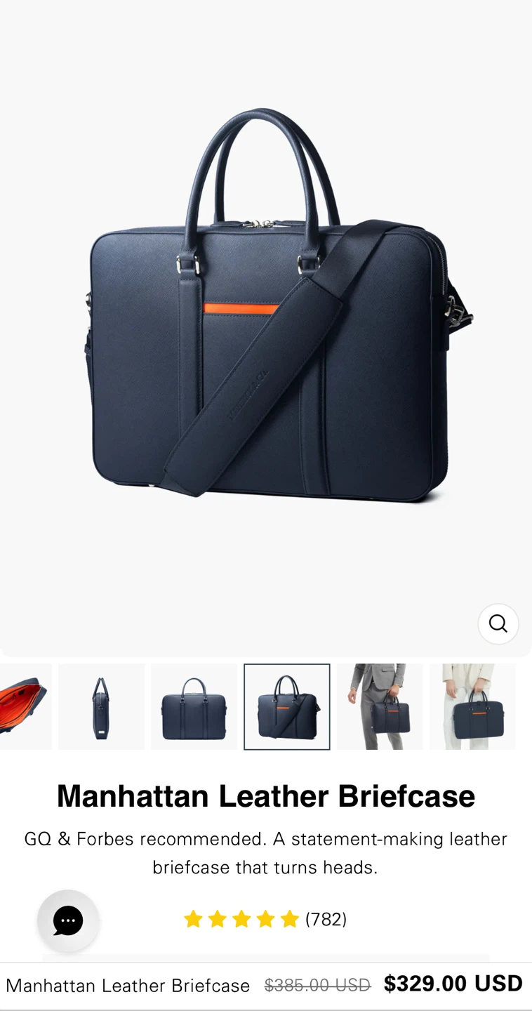 Maverick & Co. Manhattan Leather Briefcase - Black