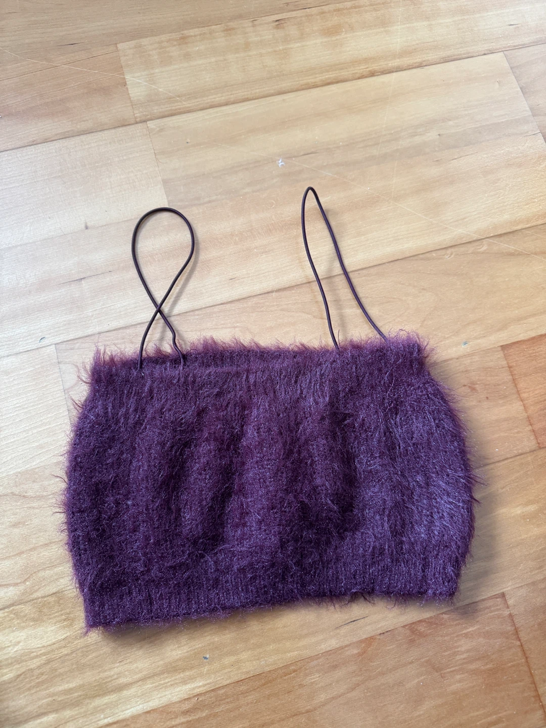 Plum Fuzzy Cropped Tank Top-Zara