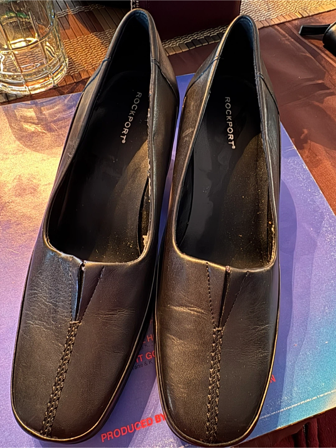 Rockport Black Leather Block Heel Shoes - Women's Size 7M