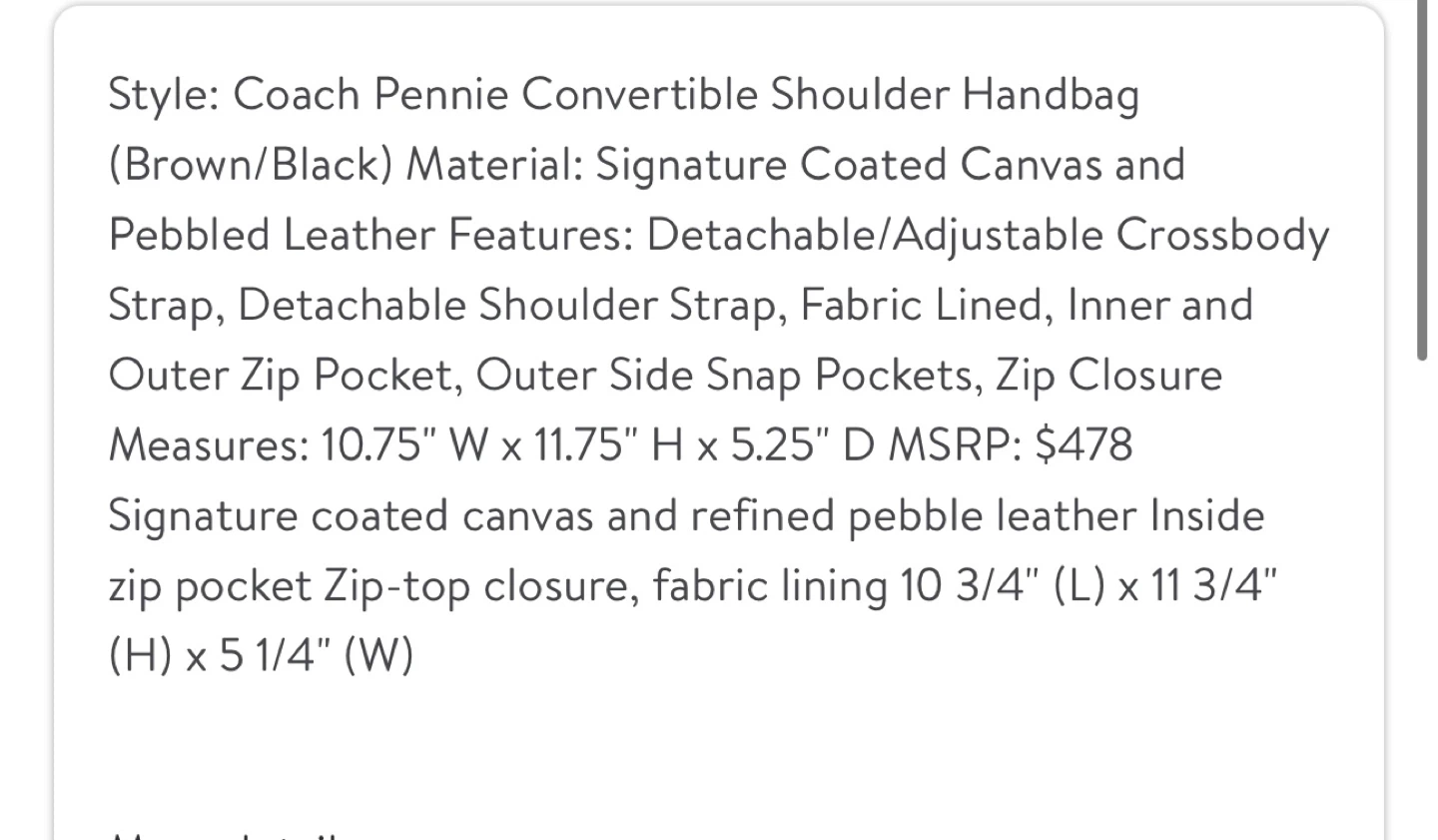 Coach Pennie Convertible Shoulder Handbag Brown/Black - photo 2