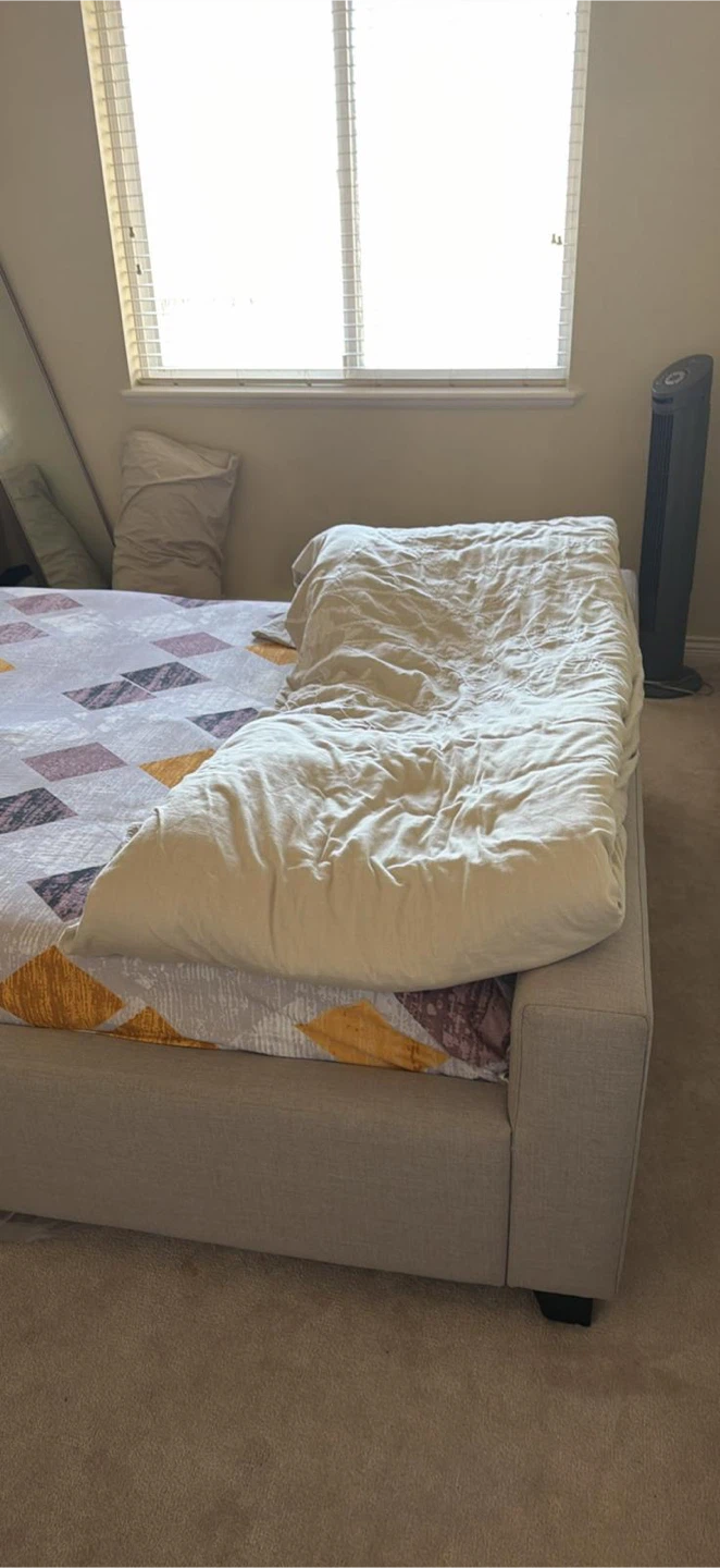 Grey Upholstered Queen Bed Frame with Headboard - photo 2