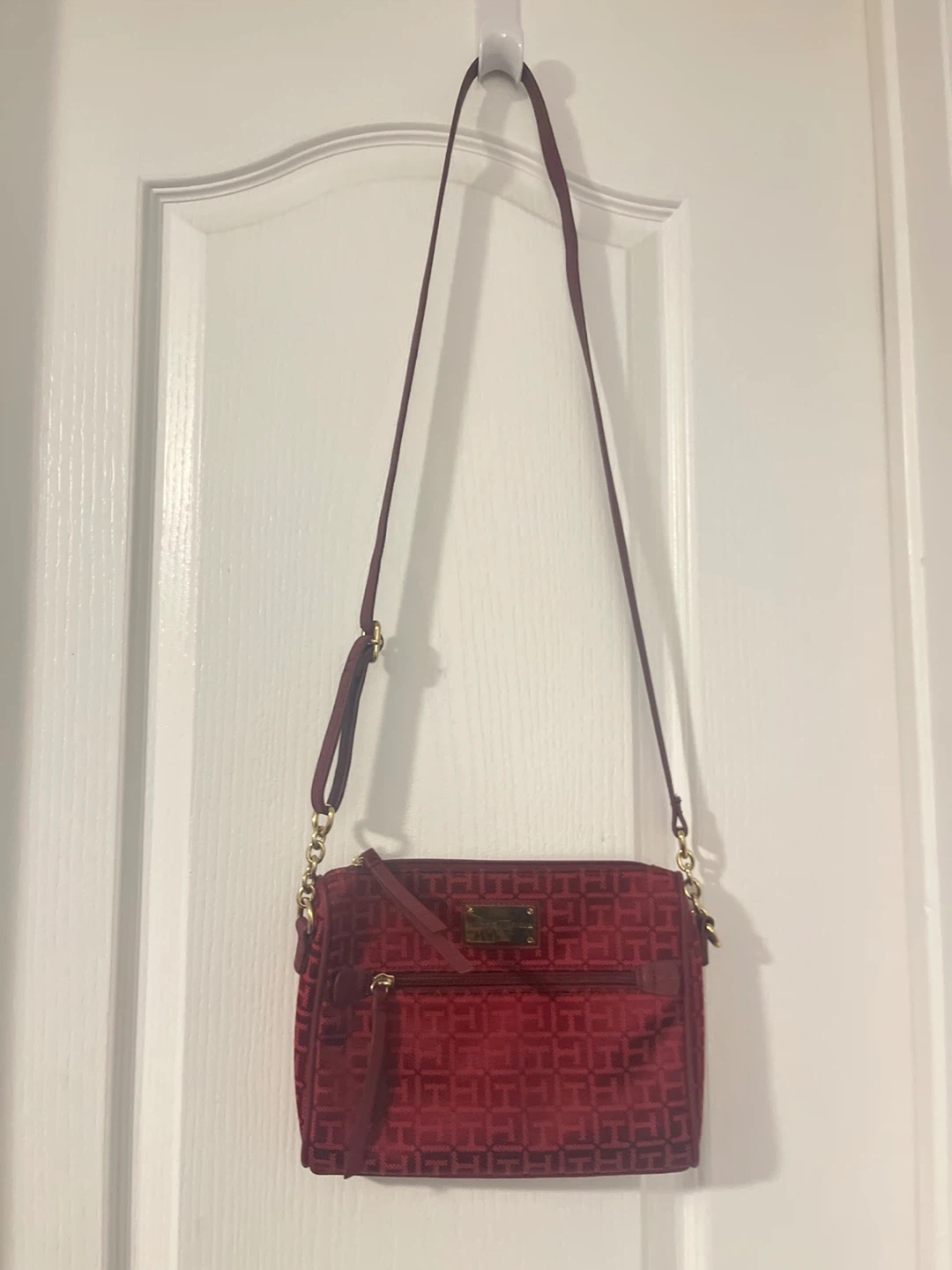 Tommy Hilfiger Red Monogram Crossbody Bag