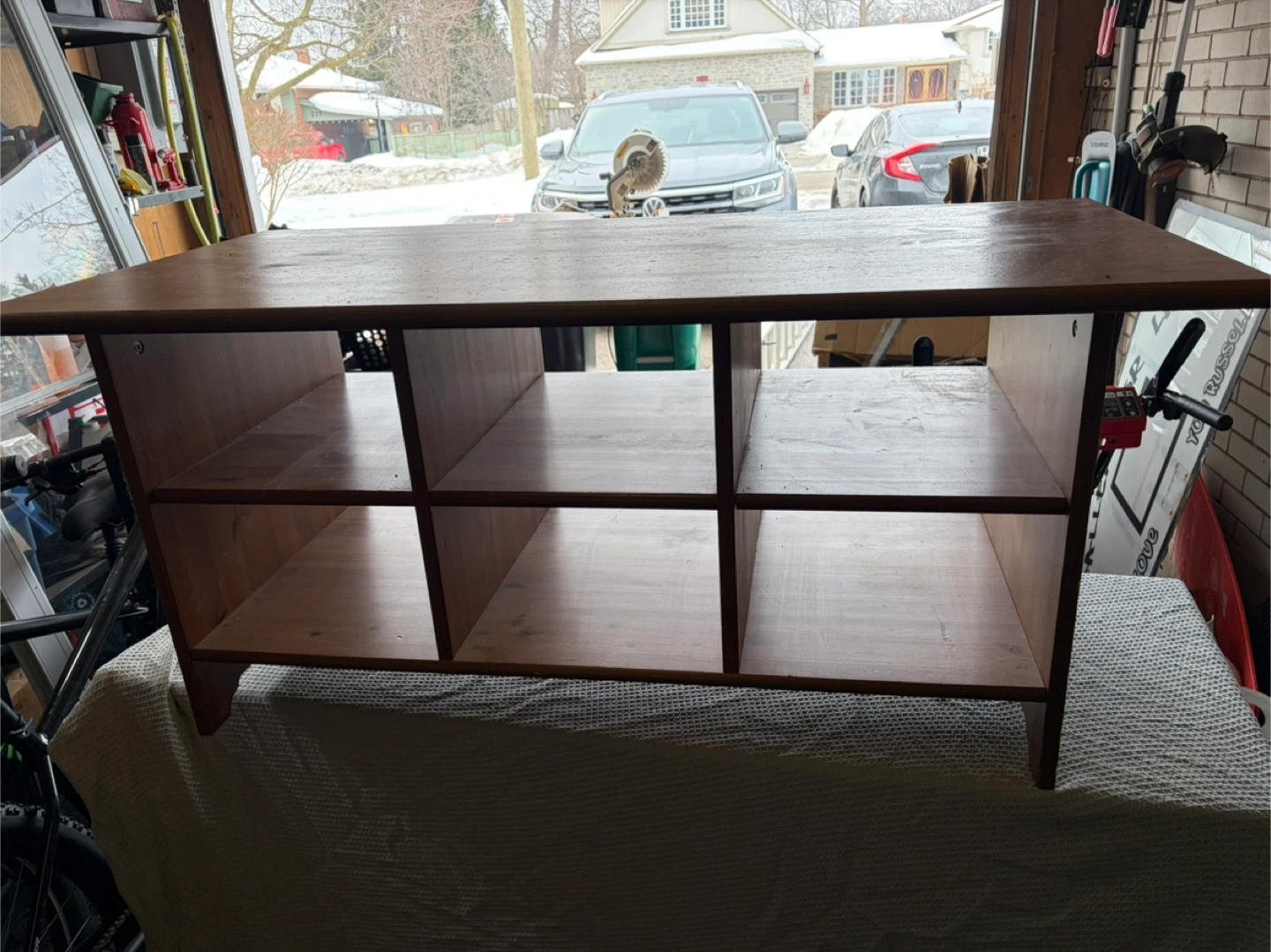 Wooden Media Console with Shelves - photo 2