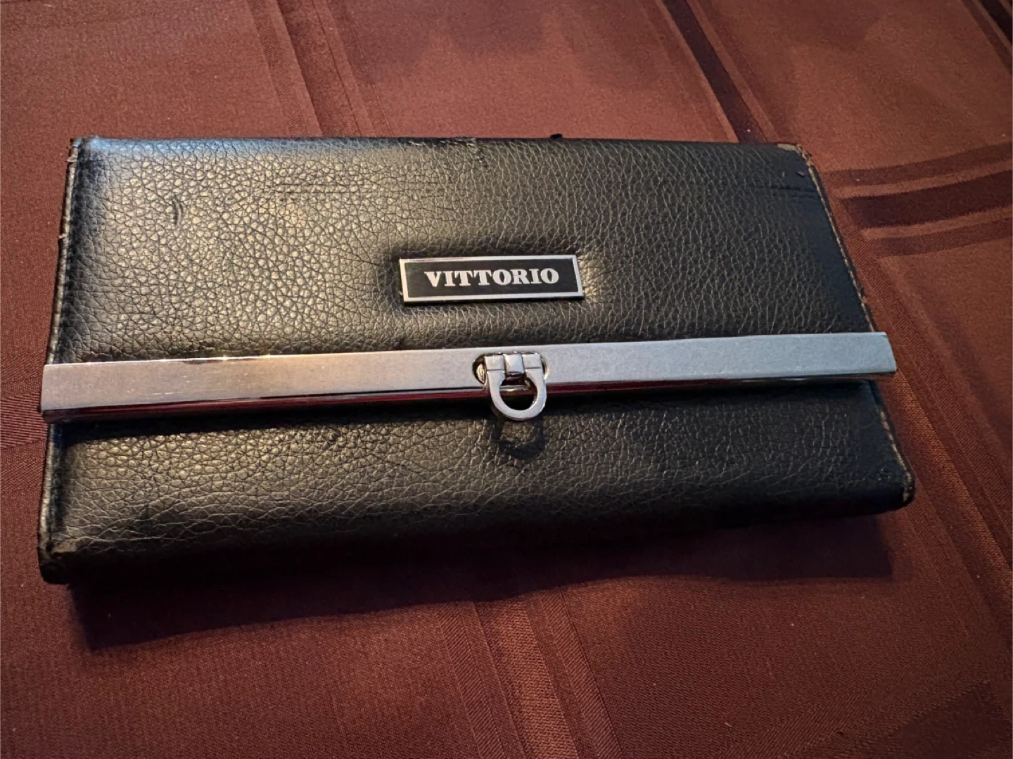 Vittorio Italy Black Leather Clutch Wallet
