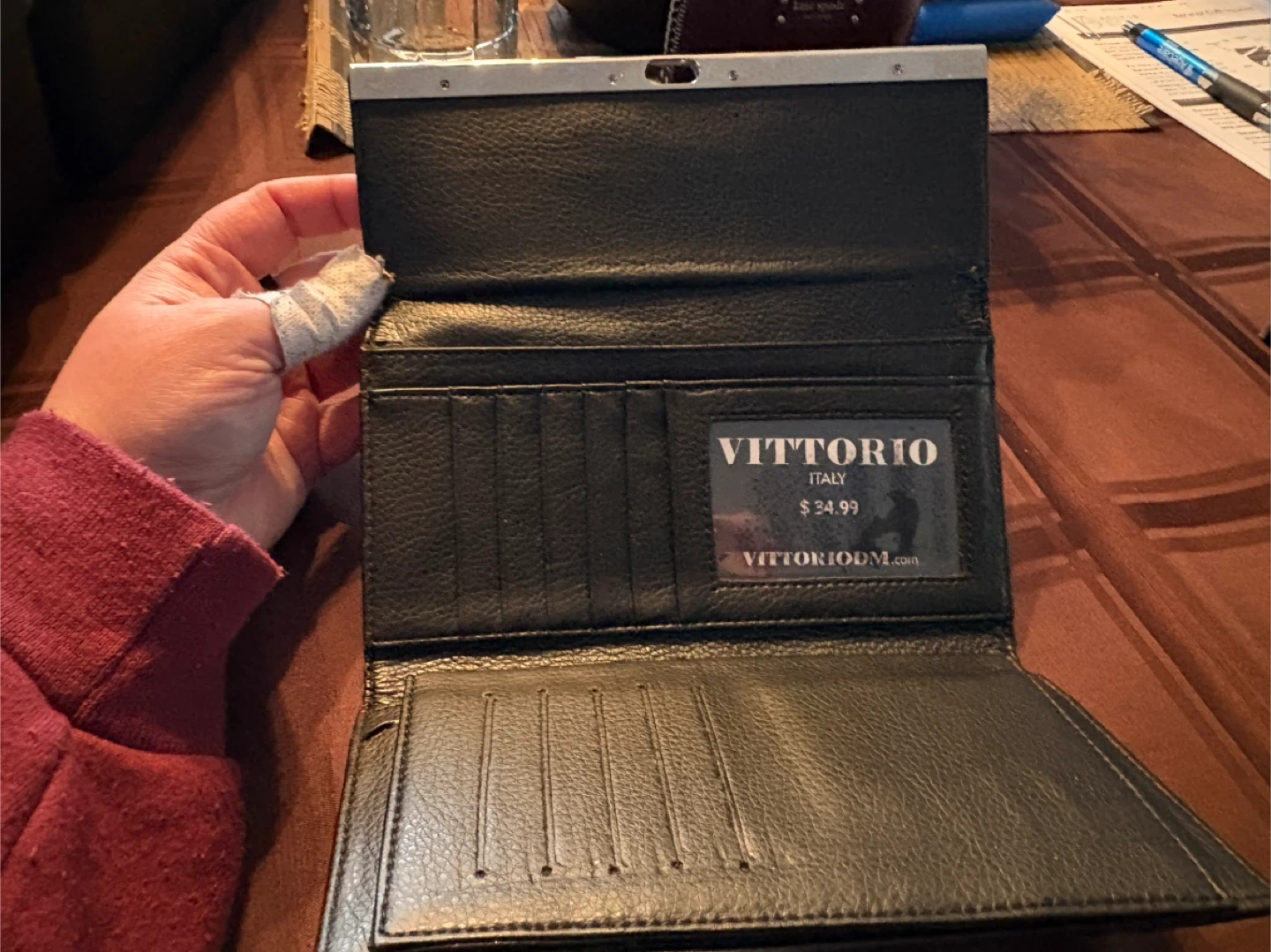 Vittorio Italy Black Leather Clutch Wallet - photo 2