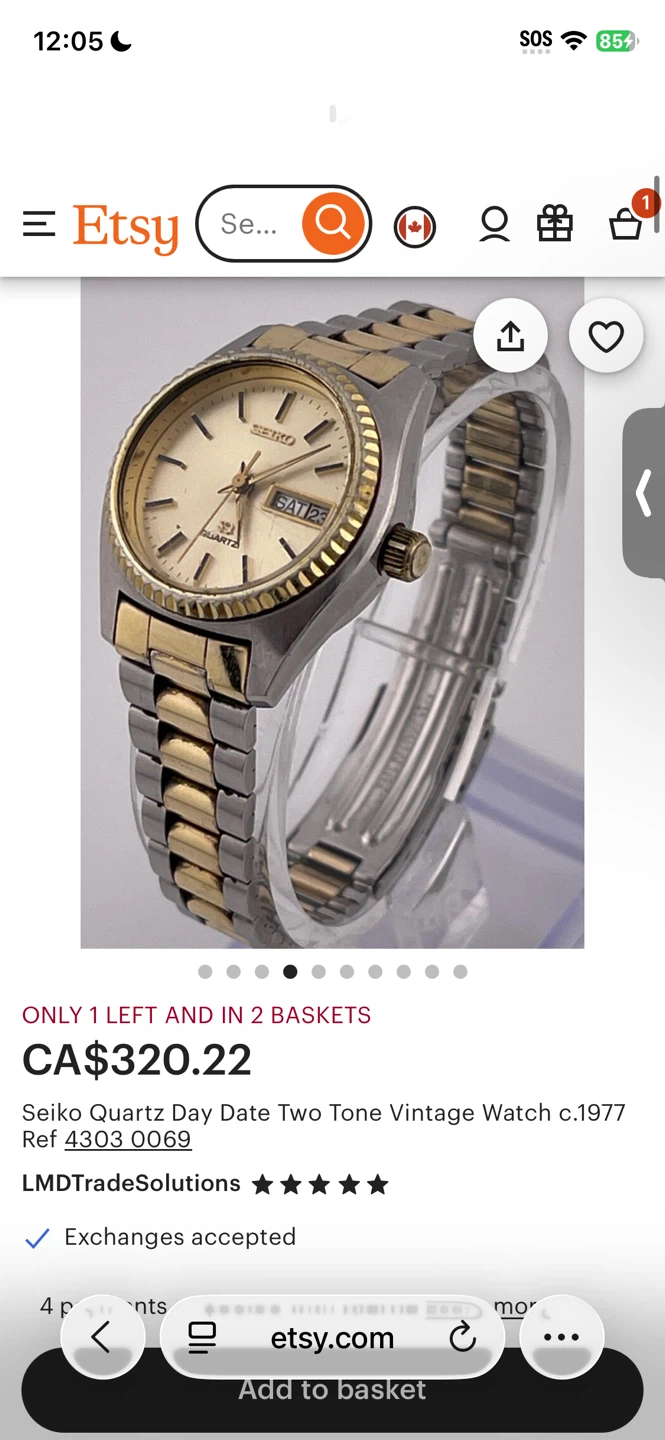 Seiko Quartz Day Date Two Tone Watch Ref 4303 0069 - photo 2
