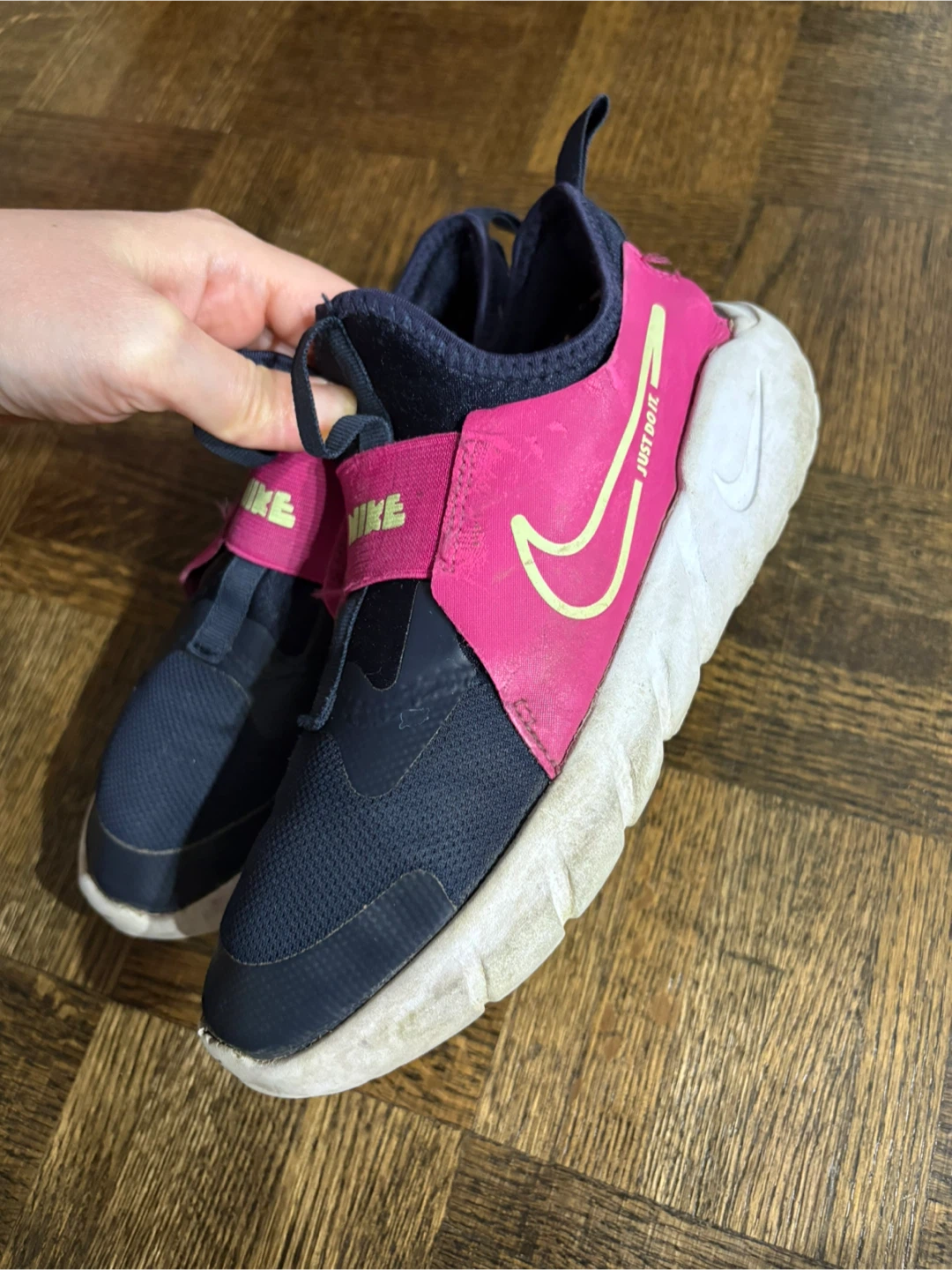Nike Kids Pink and Navy Slip-On Athletic Shoes - photo 4