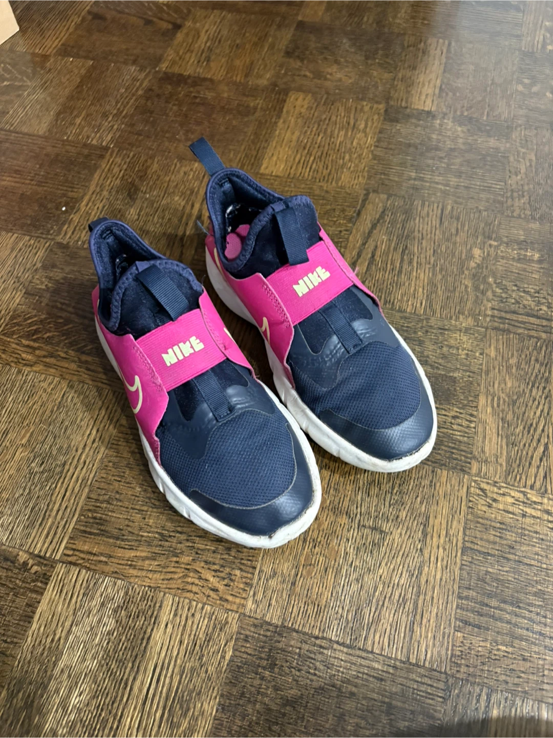 Nike Kids Pink and Navy Slip-On Athletic Shoes - photo 2