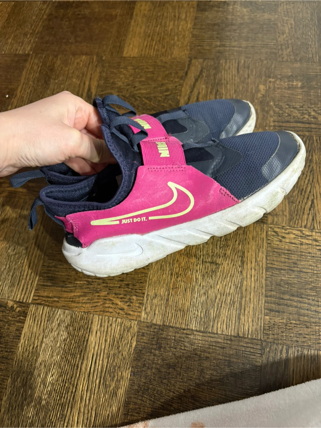 Nike Kids Pink and Navy Slip-On Athletic Shoes - photo 3