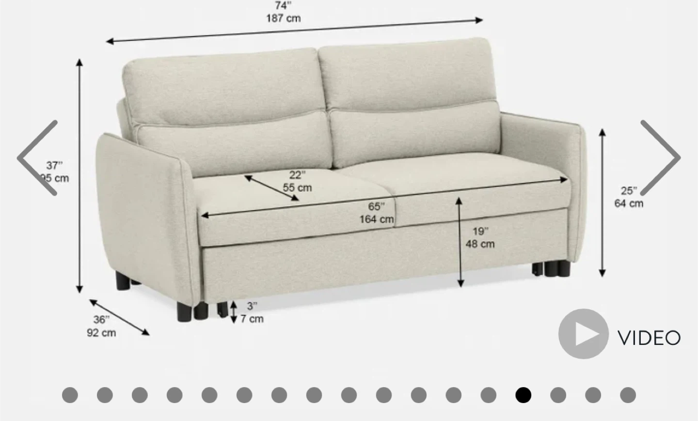 Cream Loveseat Sofa Bed - photo 3
