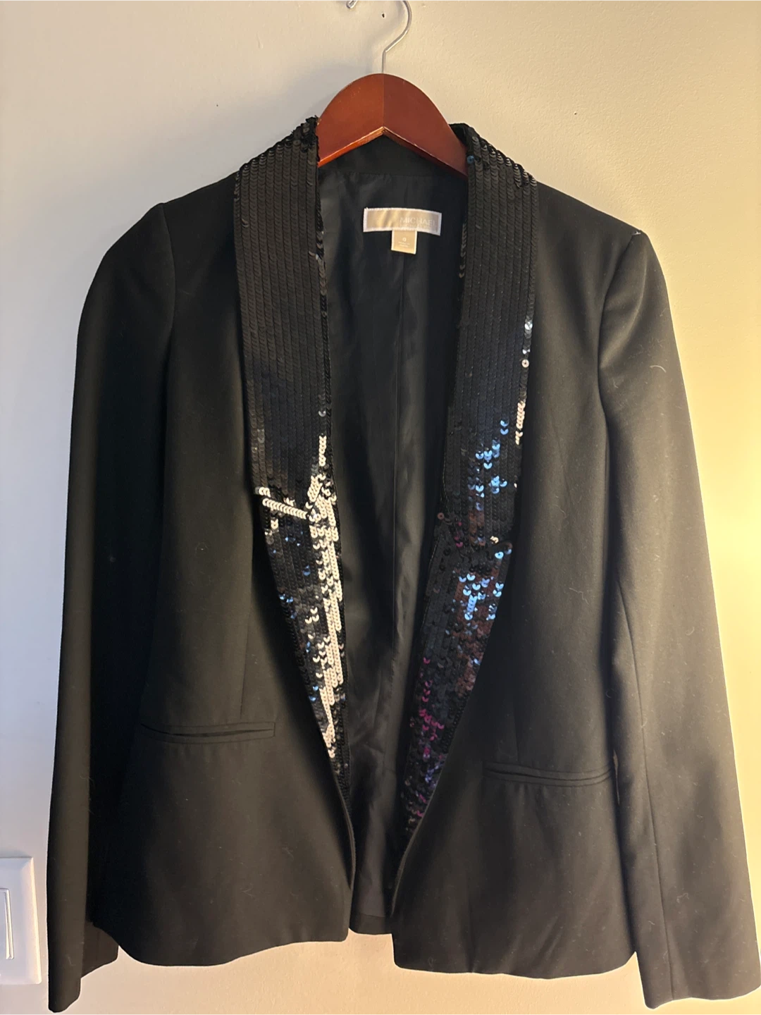 Michael Michael Kors Black Sequin Collar Blazer Size 0