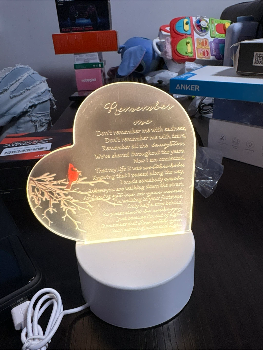 Heart Shaped Memorial Light with Poem - photo 2